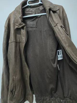 Cazadora de piel auténtica Barbany marrón, hombre