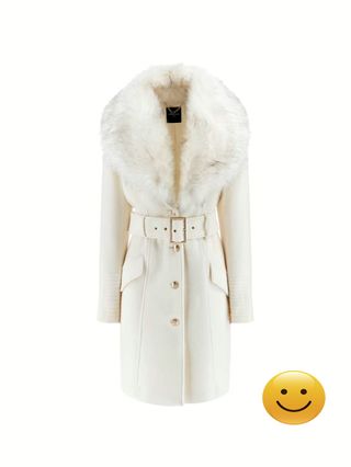 Cappotto Guess Lana Bianco Tg.44 Pelliccia