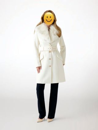 Cappotto Guess Lana Bianco Tg.44 Pelliccia