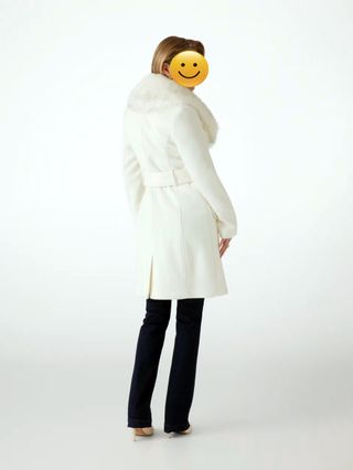 Cappotto Guess Lana Bianco Tg.44 Pelliccia