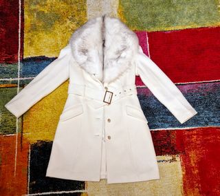 Cappotto Guess Lana Bianco Tg.44 Pelliccia