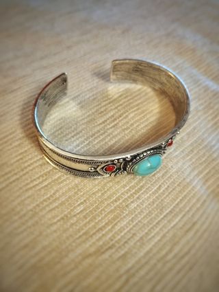 Pulsera Brazalete Étnico Turquesa y Coral