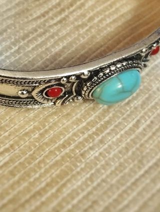 Pulsera Brazalete Étnico Turquesa y Coral