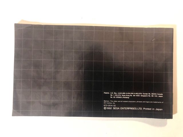 Manuale Batman Megadrive SEGA