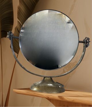 Specchio da trucco circolare vintage in metallo