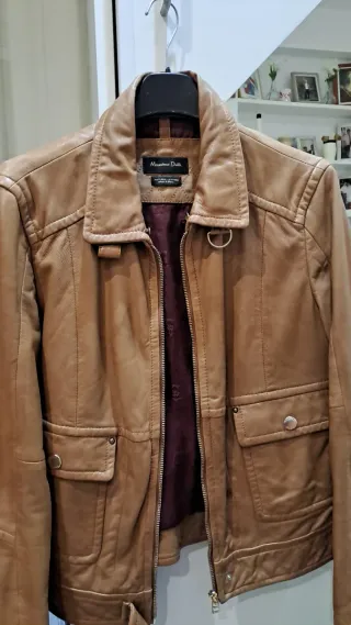 Cazadora Piel Massimo Dutti Marrón