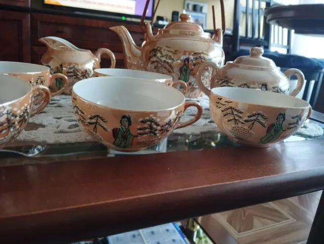 Juego de café porcelana dorado