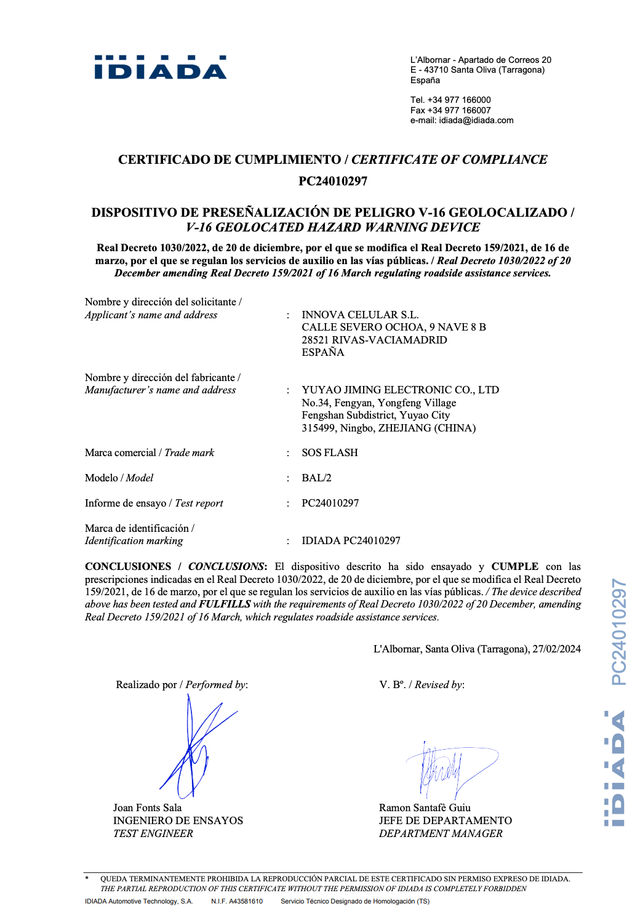 Baliza V16 geolocalizzata omologata DGT 2026