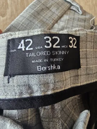 Lote de 2 pantalones de vestir grises a cuadros