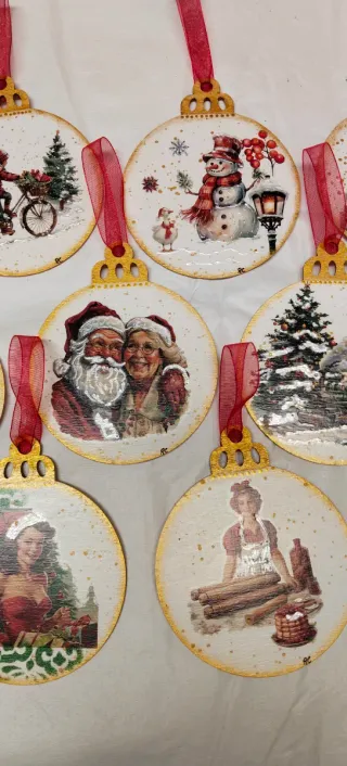 Decoupage bolas, adornos de Navidad ( set de 12 )