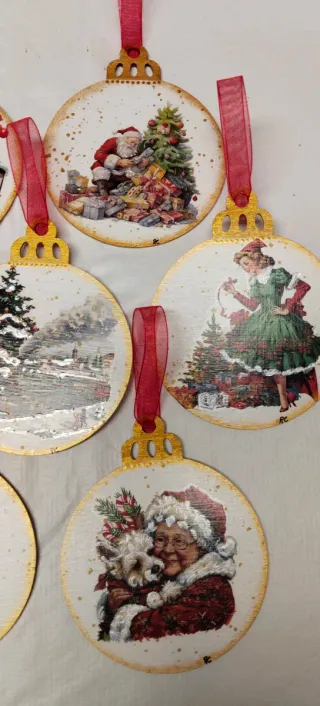 Decoupage bolas, adornos de Navidad ( set de 12 )