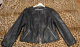 Chaqueta Cuero Mujer Zara Negra