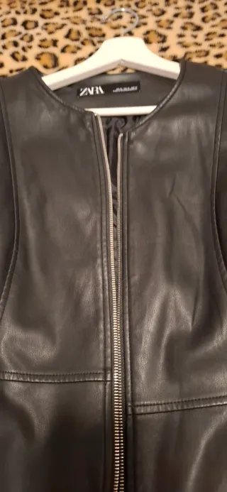 Chaqueta Cuero Mujer Zara Negra
