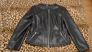 Chaqueta Cuero Mujer Zara Negra