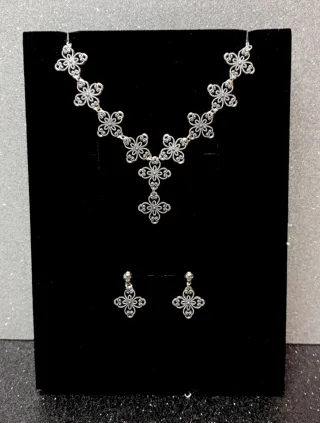 Conjunto Vintage Flores Plata