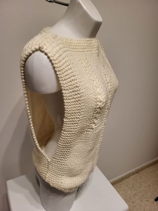 Jersey y bufanda de lana tejidos a mano talla M
