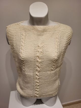 Jersey y bufanda de lana tejidos a mano talla M