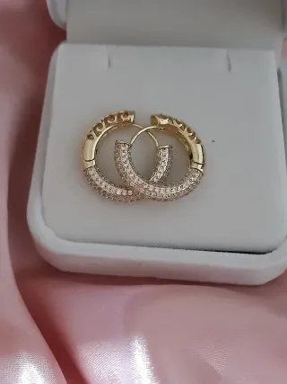 Pendientes Aro Chapado Oro Circonitas