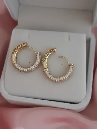 Pendientes Aro Chapado Oro Circonitas