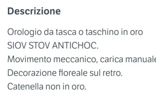 Orologio da tasca SIOV STOV ANTICHOC  finto oro