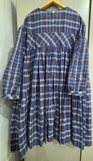 Vestido cuadros oversize azul y marrón