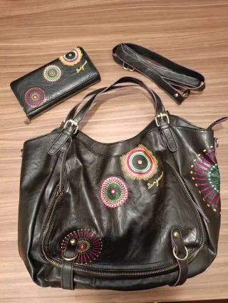 Bolso y cartera Desigual marrón oscuro, multicolor