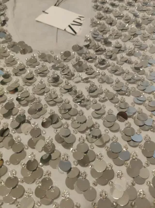 Top Zara lentejuelas plateadas talla xs