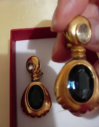 Pendientes  azul y circonitas