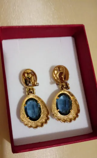 Pendientes  azul y circonitas