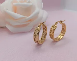 Pendientes Aro Greca Chapado Oro 18k