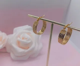 Pendientes Aro Greca Chapado Oro 18k