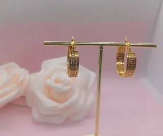 Pendientes Aro Greca Chapado Oro 18k