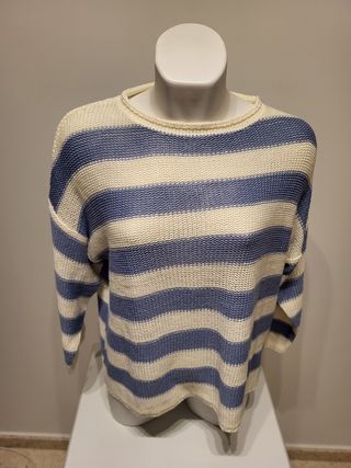 Jersey Rayas Azul y Blanco Talla XL
