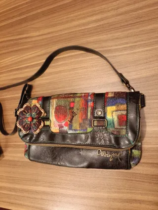 Bolso bandolera Desigual marrón oscuro, multicolor