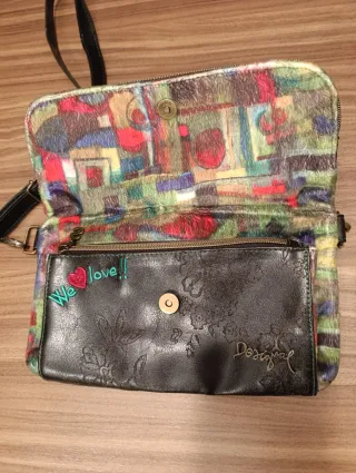 Bolso bandolera Desigual marrón oscuro, multicolor