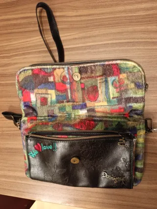 Bolso bandolera Desigual marrón oscuro, multicolor
