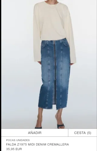 Falda midi vaquera ZARA cremallera