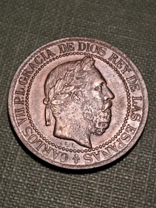 Muy escasa moneda 10 céntimos Carlos VII 1875