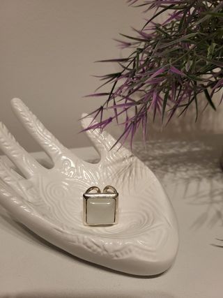 Anillo Plata Ajustable Piedra Blanca