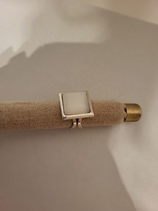 Anillo Plata Ajustable Piedra Blanca