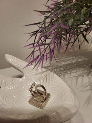 Anillo Plata Ajustable Piedra Blanca