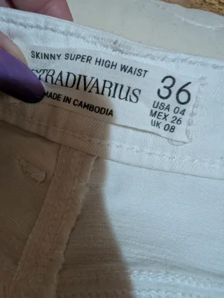 Pantalón Skinny Tiro Alto Blanco Stradivarius