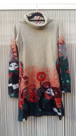 Vestido punto cuello alto estampado T. S