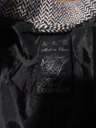 Abrigo Zara Tweed Gris y Negro