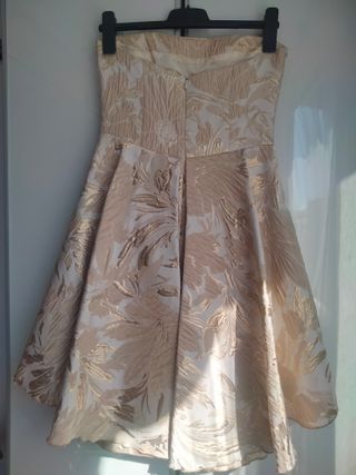 Vestido fiesta dorado y blanco