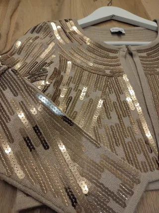 Chaqueta corta lentejuelas doradas XS