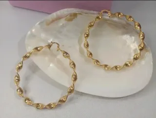 Pendientes Aro Grande Rizado Chapado Oro 18k