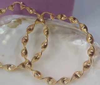 Pendientes Aro Grande Rizado Chapado Oro 18k