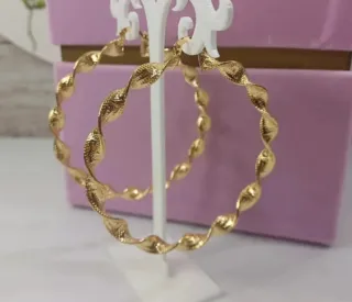 Pendientes Aro Grande Rizado Chapado Oro 18k