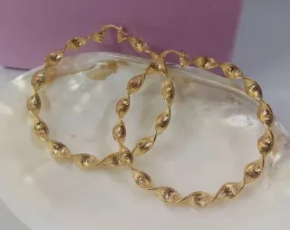 Pendientes Aro Grande Rizado Chapado Oro 18k